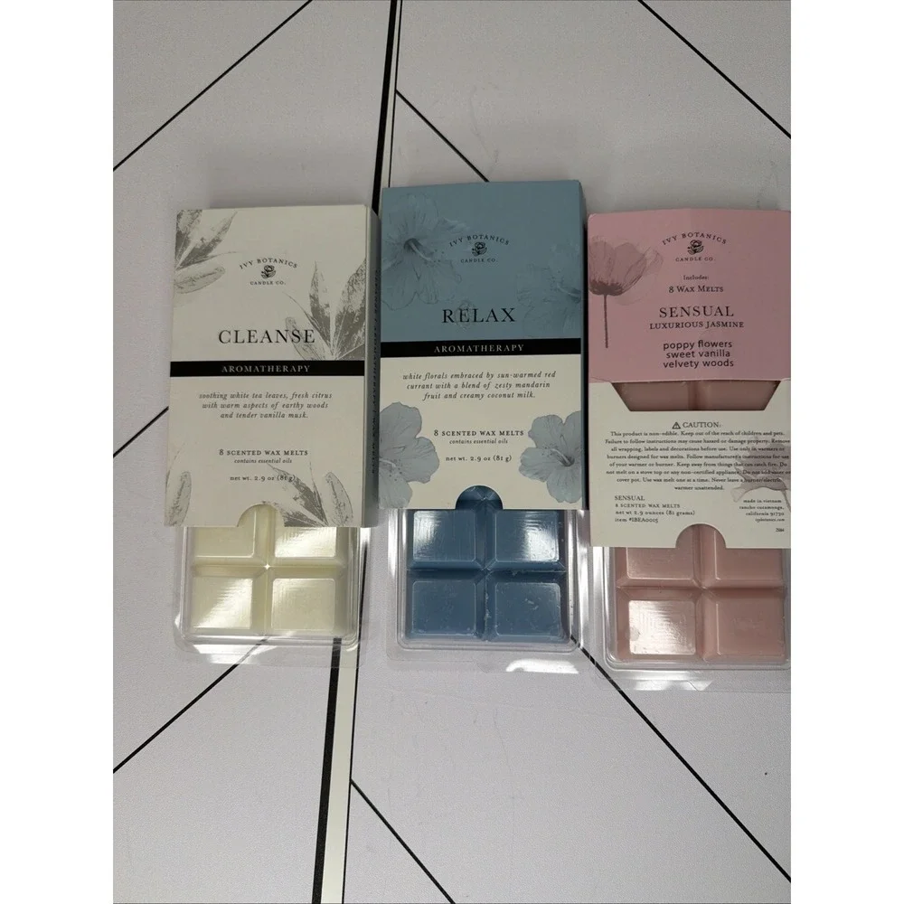Lot Of 3 Ivy Botanics Candles Co. 2.9oz (81.g) 3 Pack Aromatherapy Cleanse Relax